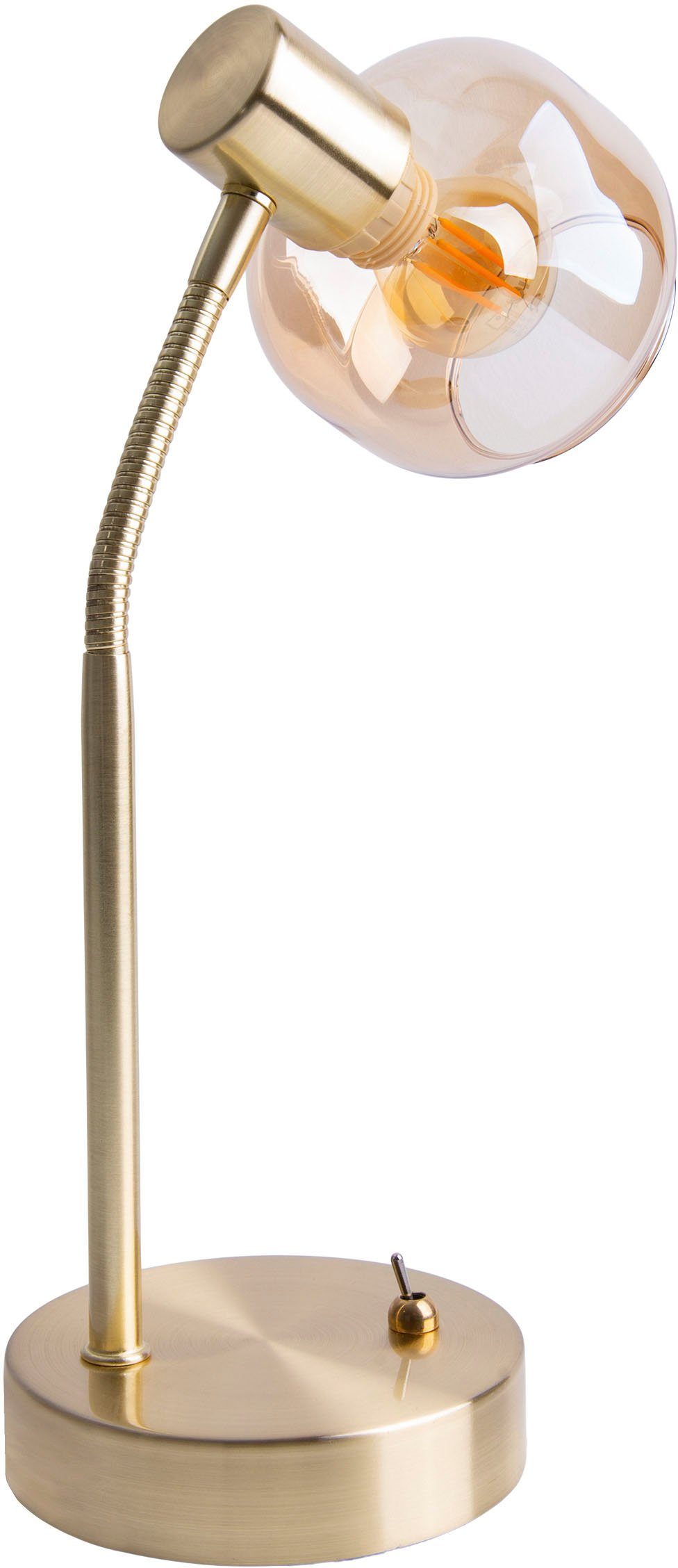 1xE14 flexibel ohne Leuchtmittel, in verstellbar amber Tischleuchte näve Glasschirm excl. 1flg. getönt Libby,