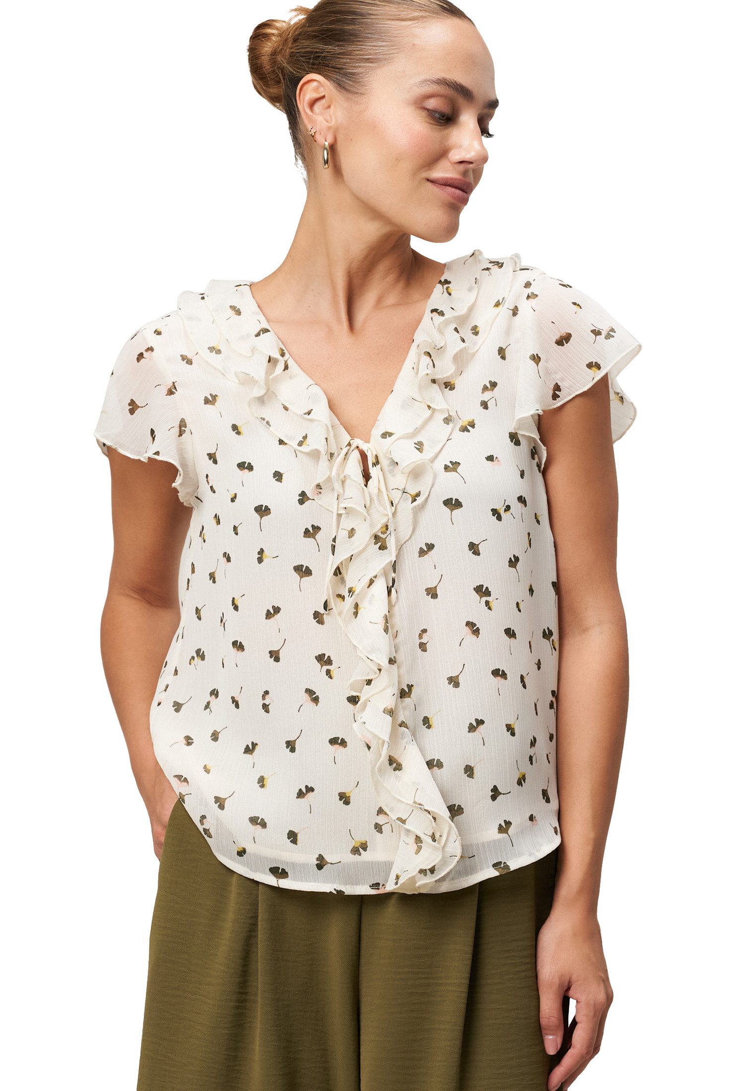 Zero Klassische Bluse Damen Bluse mit Rüschen günstig online kaufen