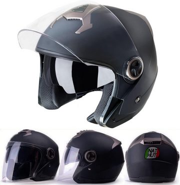 JIEKAI Motorradhelm Jet-Motorradhelm mit Sonnenblende (Robuster & Leiser Motorrad Helm, Kinn & Kopf Belüftung), Scooter-Helm, Jethelm für Damen und Herren, Genehmigt