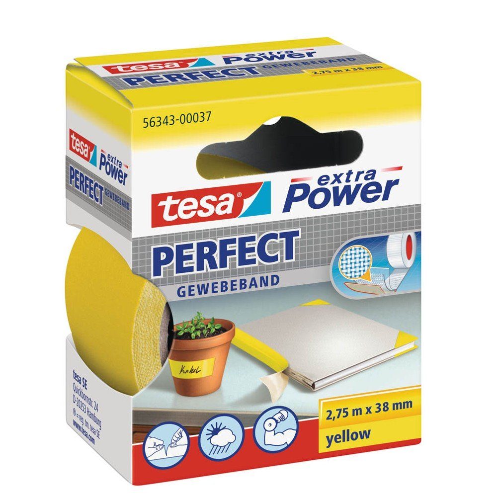 tesa Klebeband tesa® extra Power® Perfect 56343 Gewebeband gelb 38mm x 2,75m