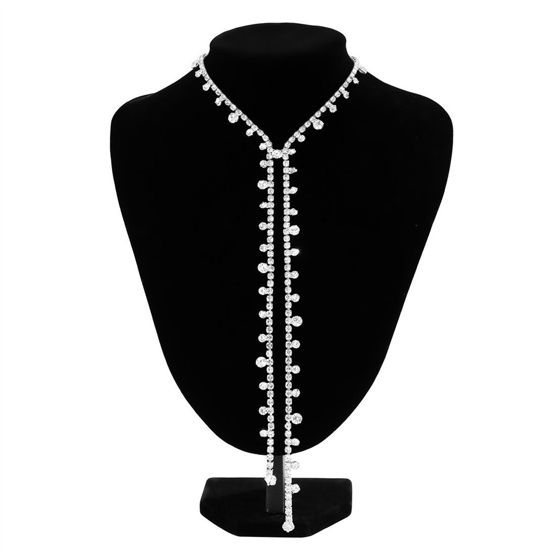 Strass Silber Schichten Quaste lange Choker-Set Halskette Französisch Frauen Mode mit DÖRÖY