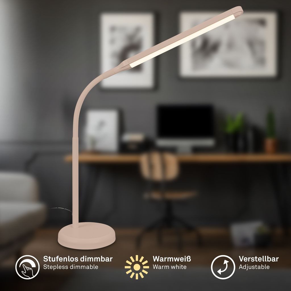 Briloner Leuchten Tischleuchte LED Tischleuchte Schwenkbar Dimmbar Touch CCT, Dimmfunktion, LED fest integriert, 13x72,5 cm, Büro, Wohnzimmer – Bild 3 von 5