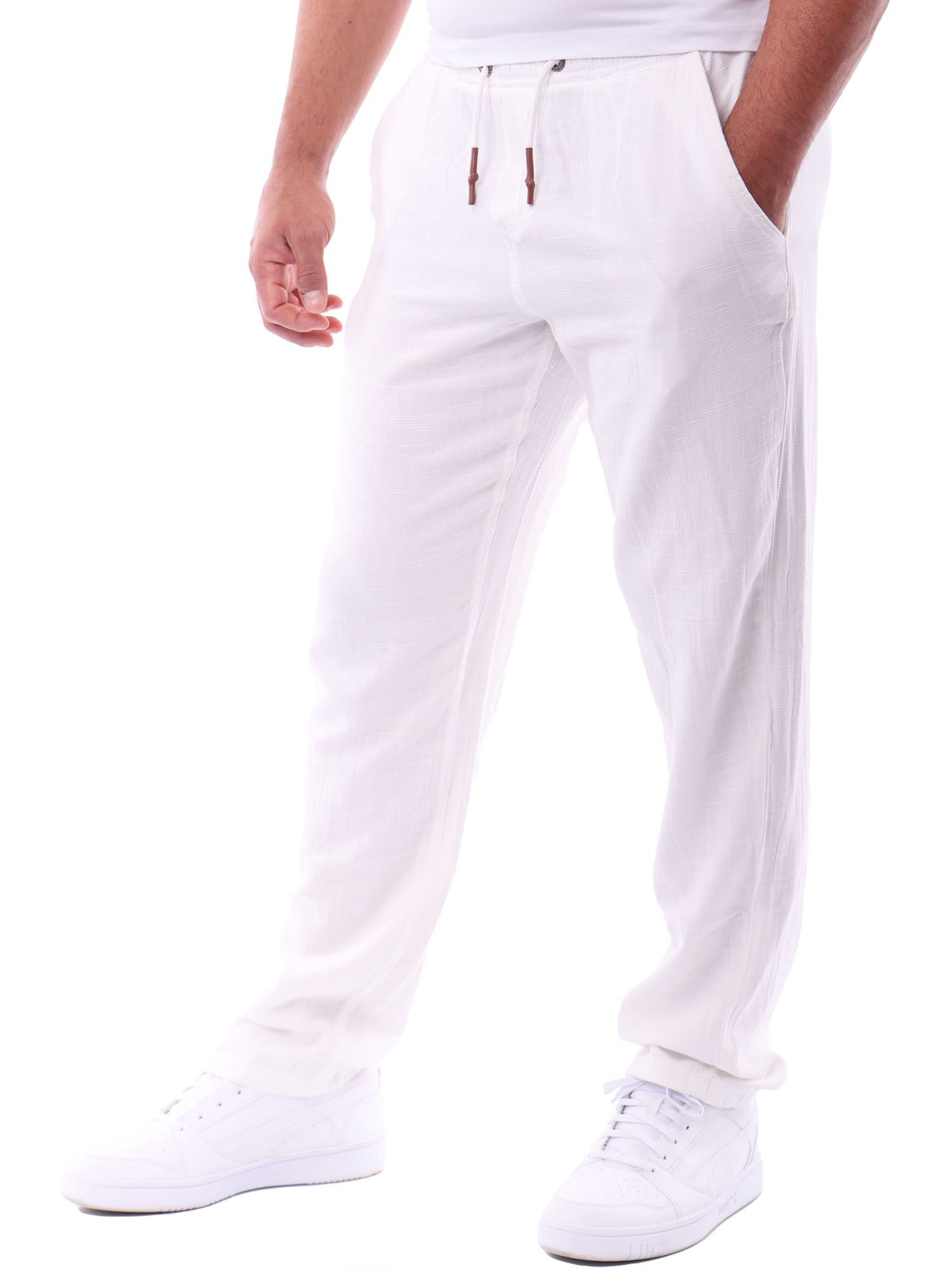 Reslad Leinenhose Reslad Herren Baumwollhose Leinenhose Optik Strandhose RS-3003 (1-tlg., Freizeithose) leichte Freizeithose im Leinen-Look mit Kordelzug – Bild 5 von 5