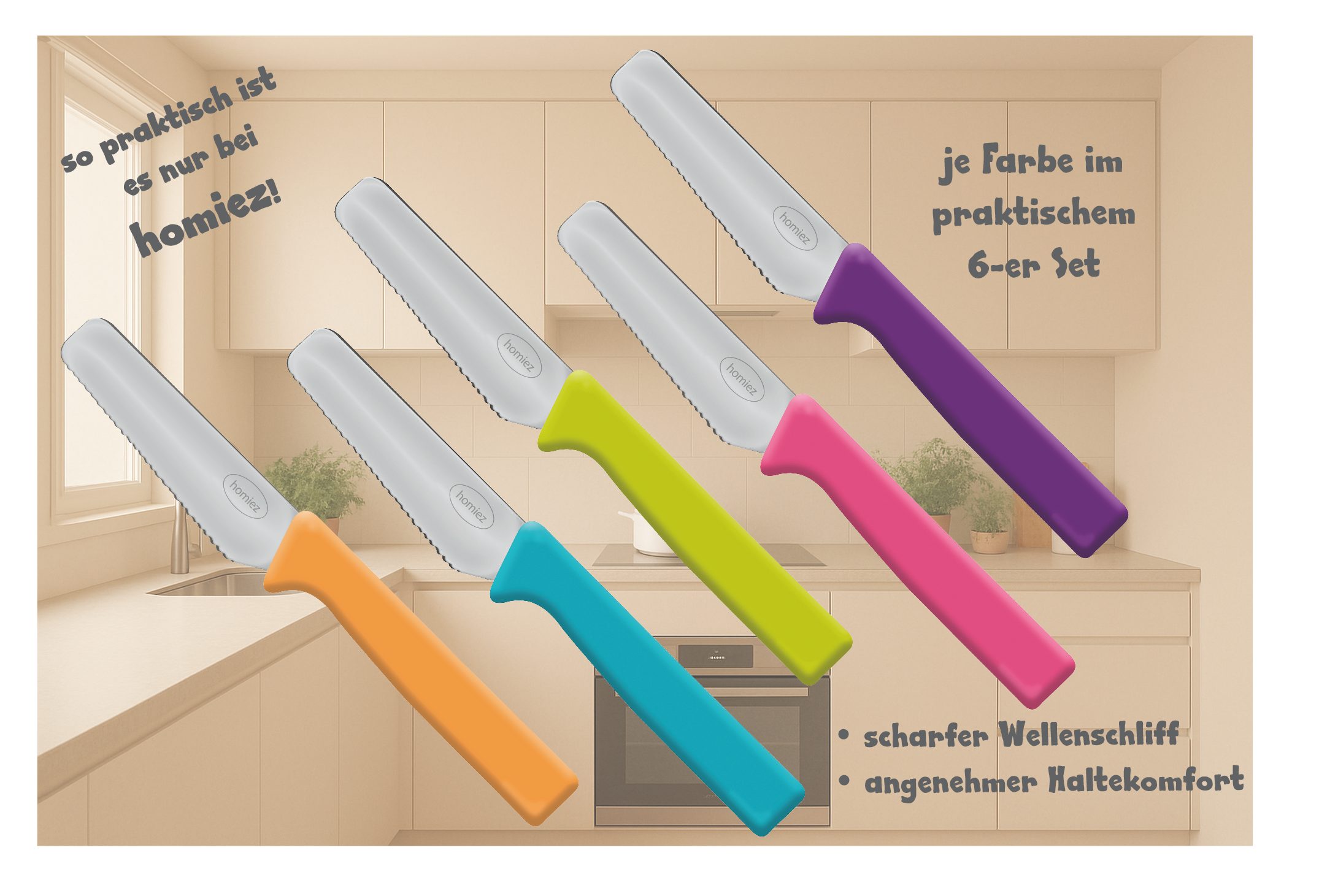 homiez Brötchenmesser KNIFE 6-er Set