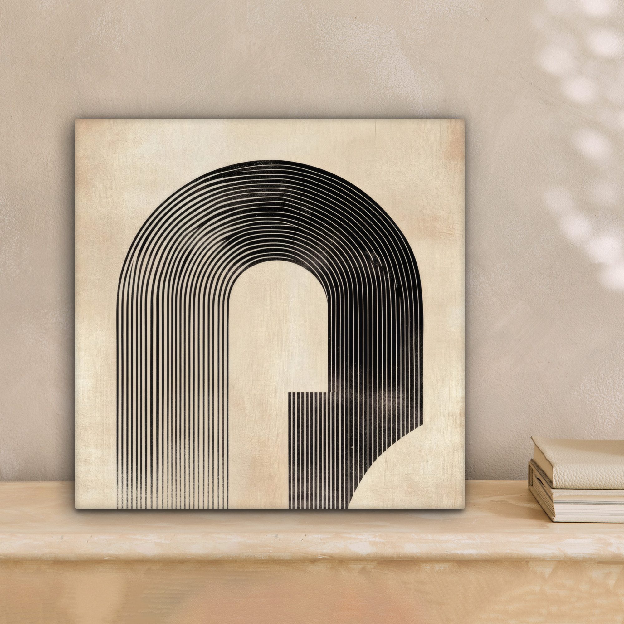 OneMillionCanvasses® Leinwandbild Schleife - Streifen - Minimalistisch - Schwarz, Fotodruck (1 St), Wandbild, Deko Schlafzimmer Wohnzimmer Flur 20x20 cm