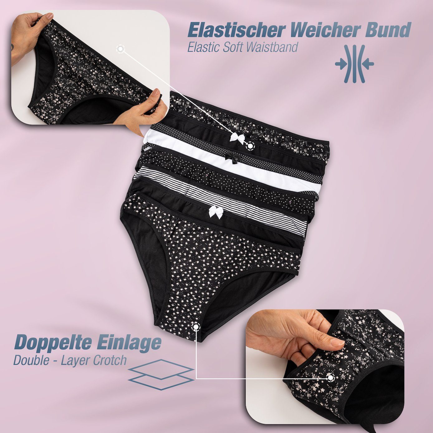 LOREZA Slip 7er Set Slips - Mix - Bunt (Packung, 7-St)