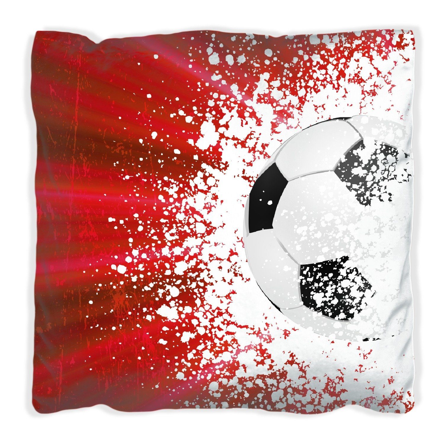 Wallario Dekokissen Fußball - Splashing Design in rot, handgenäht