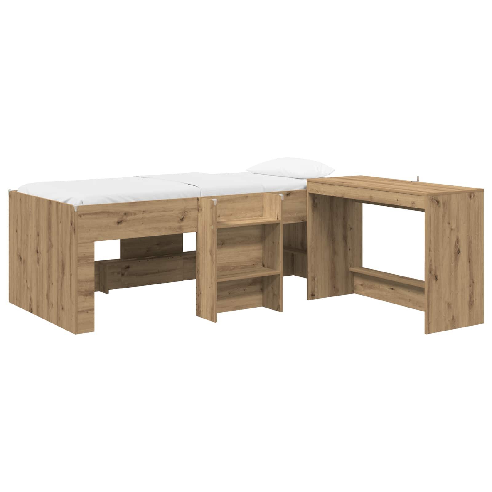 vidaXL Bett Hochbett mit Schreibtisch für Kinder 2 Stk. Artisan-Eiche (2-tlg)