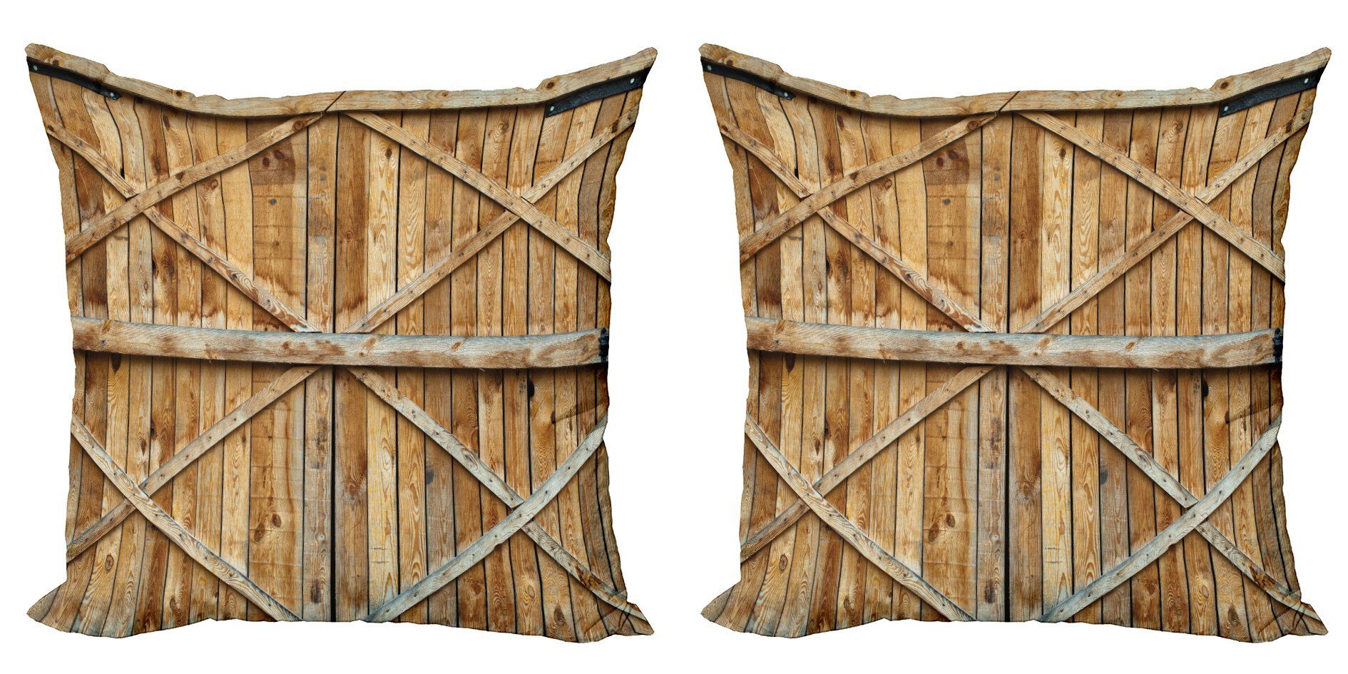 Abakuhaus Modern Holz-Holz-Tür Digitaldruck, Stück), Kissenbezüge (2 Accent Doppelseitiger Rustikal Plank