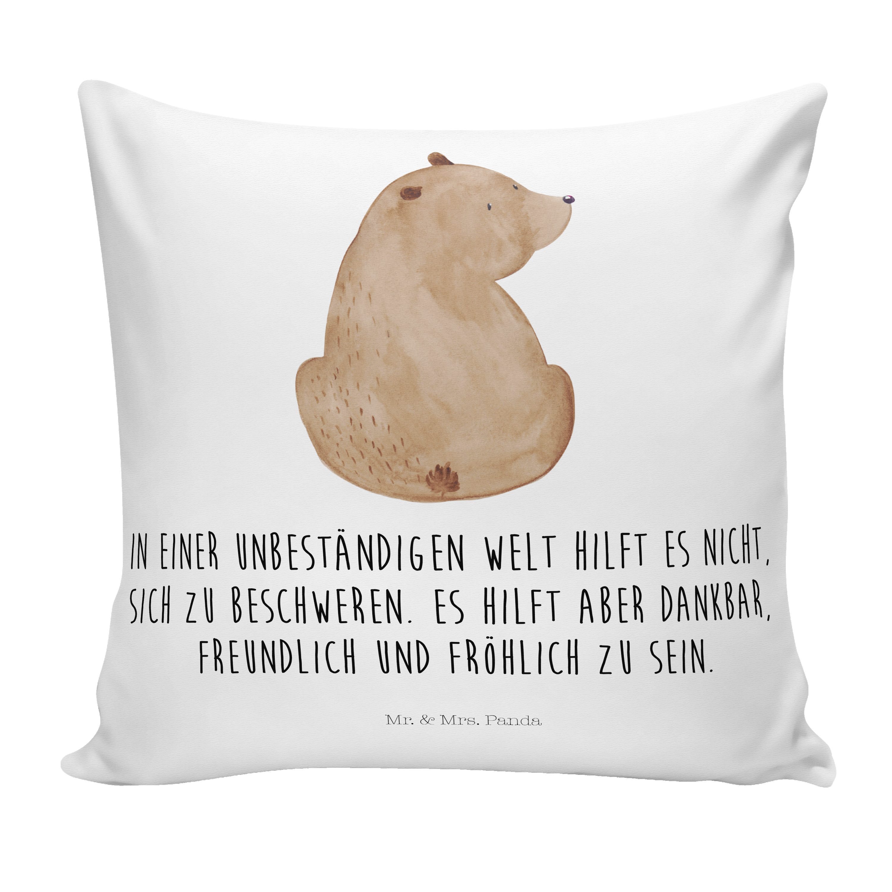 Mr. & Mrs. Panda Dekokissen Bär Schulterblick - Weiß - Geschenk, Kissenhülle, Teddybär, Bärenlieb