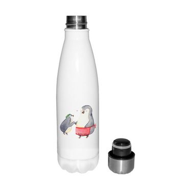 Mr. & Mrs. Panda Thermoflasche Pinguin mit Kind - Weiß - Geschenk, Mutter, Muttertag, Mama, Mami, Da, Liebevolle Designs