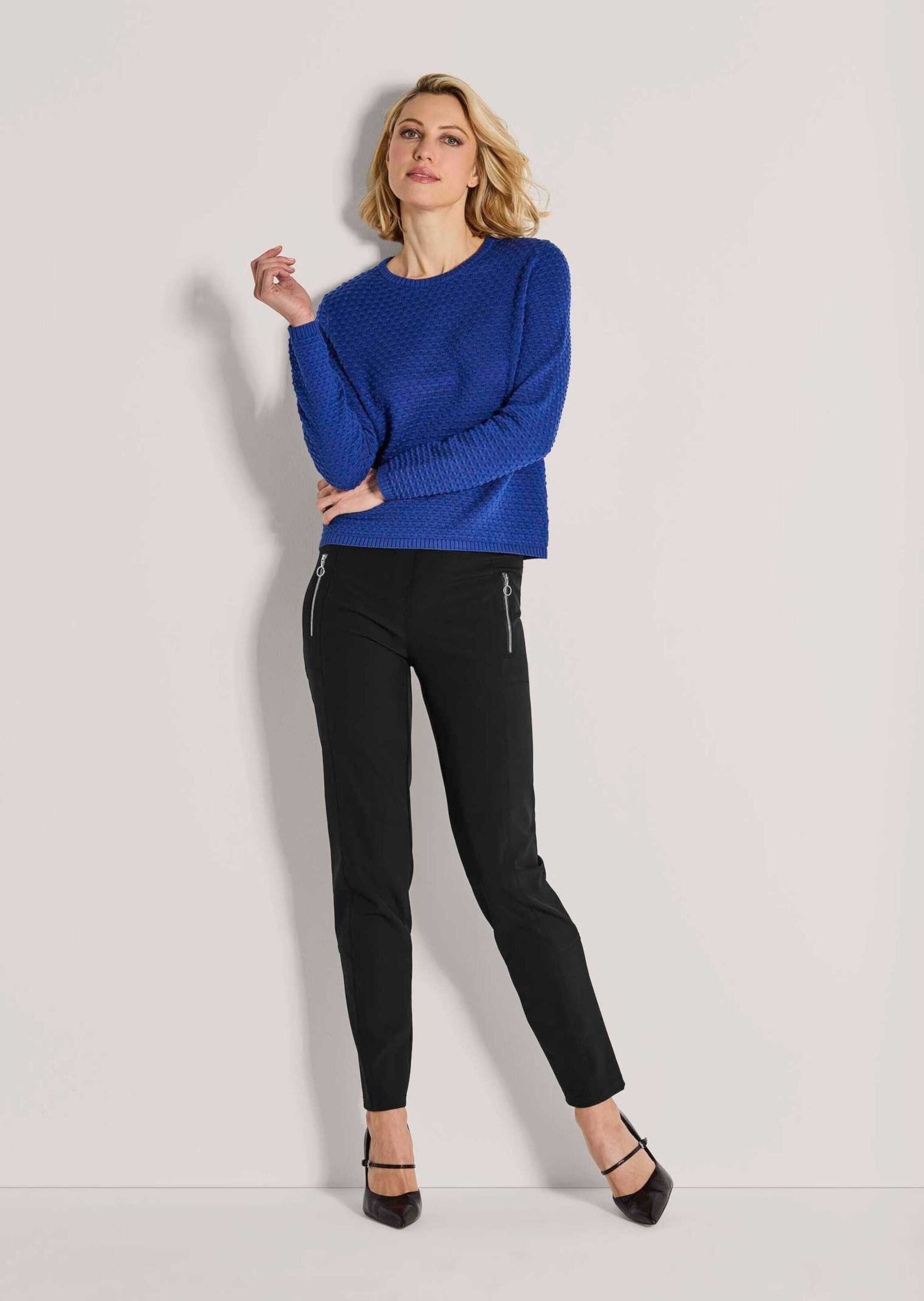 MADELEINE Stoffhose Schmale Stretchhose mit Zier-Zipper Slim Fit Hose mit Schlupfbund, Teilungsnähten, in elastischer Qualität