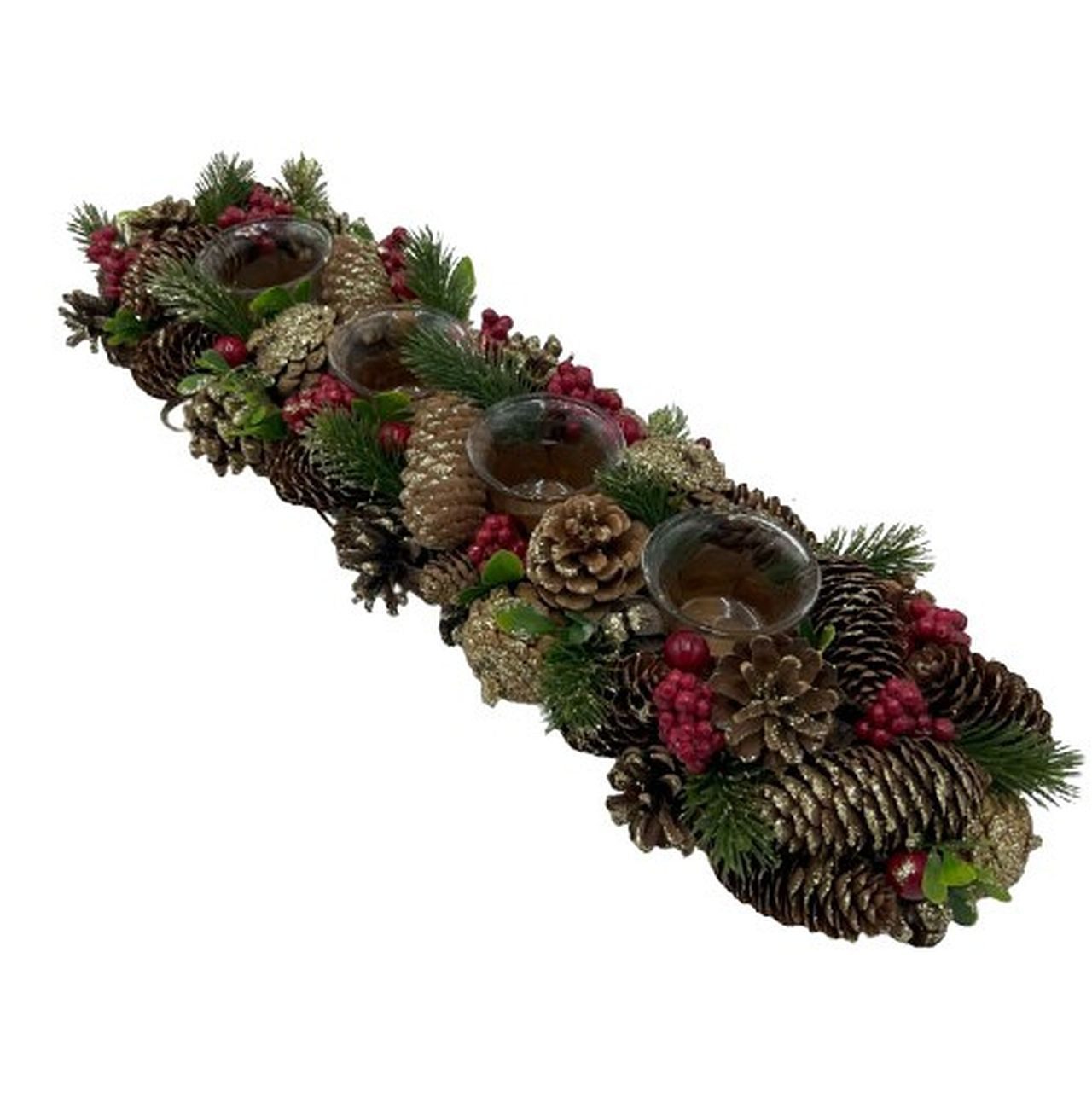 Small-Preis Adventsleuchter Adventsgesteck mit 4 Teelichthaltern in Weihnac günstig online kaufen