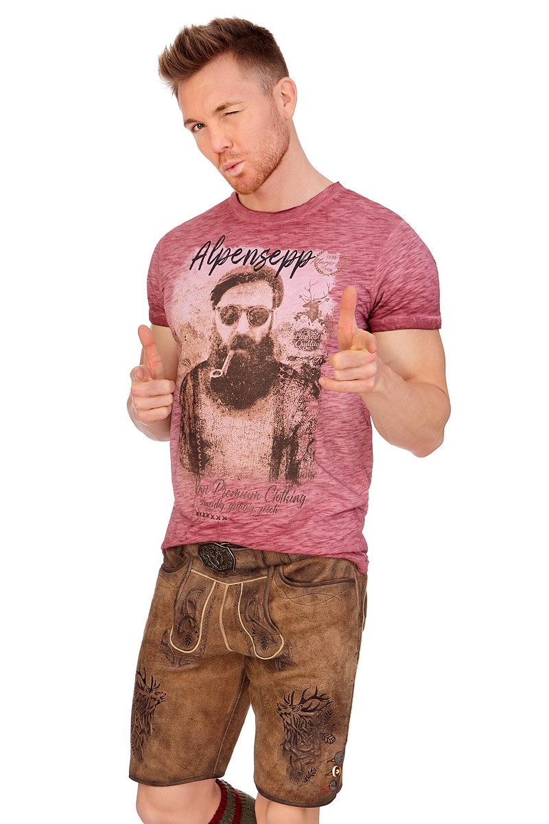 MarJo Trachtenshirt Trachtenshirt Herren - ALPENSEPP - bordeaux