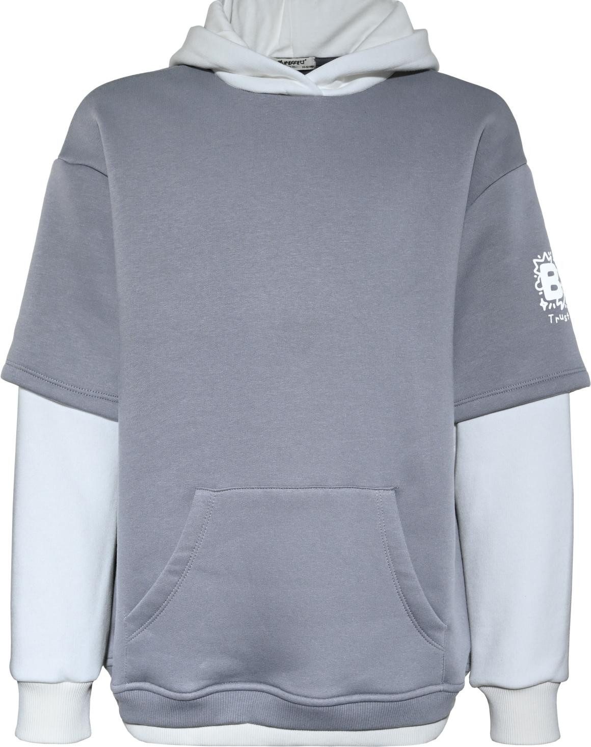 BLUE EFFECT Kapuzensweatshirt blue effect boys Hoodie Kapuzen Sweatshirt Oversized Steingrau weiß. (1-tlg)