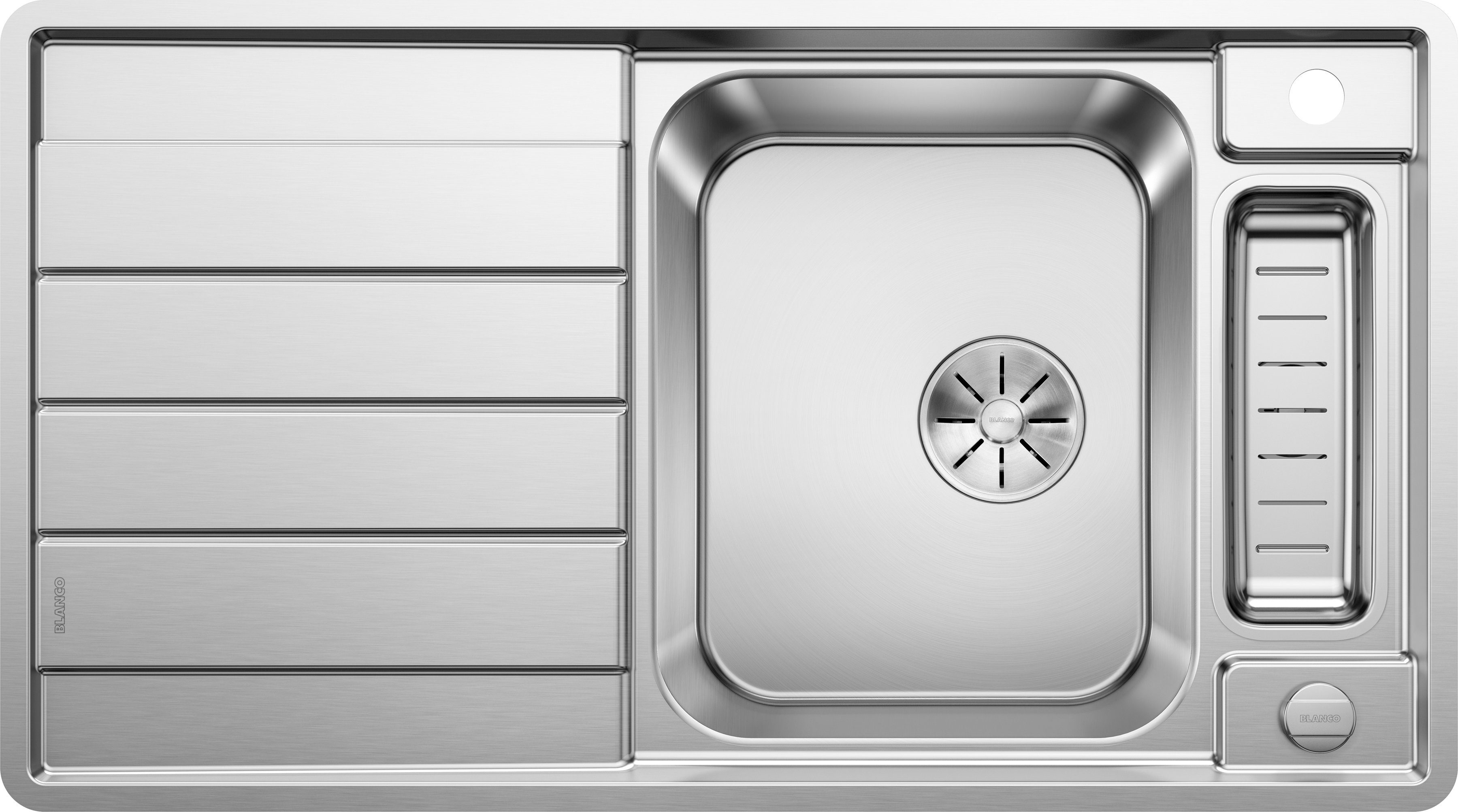Blanco Küchenspüle AXIS III 5 S-IF, rechteckig, mit Glasschneidebrett und Edelstahlschale | Spülbecken