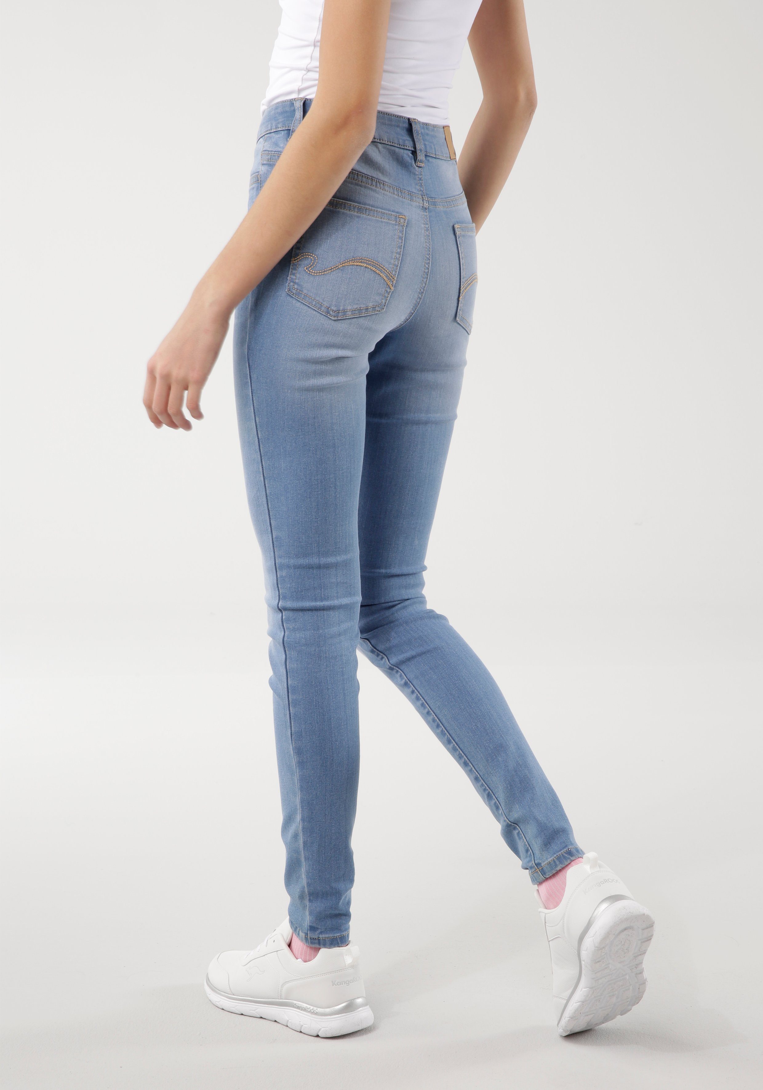 light-blue-used used-Effekt KangaROOS mit 5-Pocket-Jeans RISE SKINNY SUPER HIGH