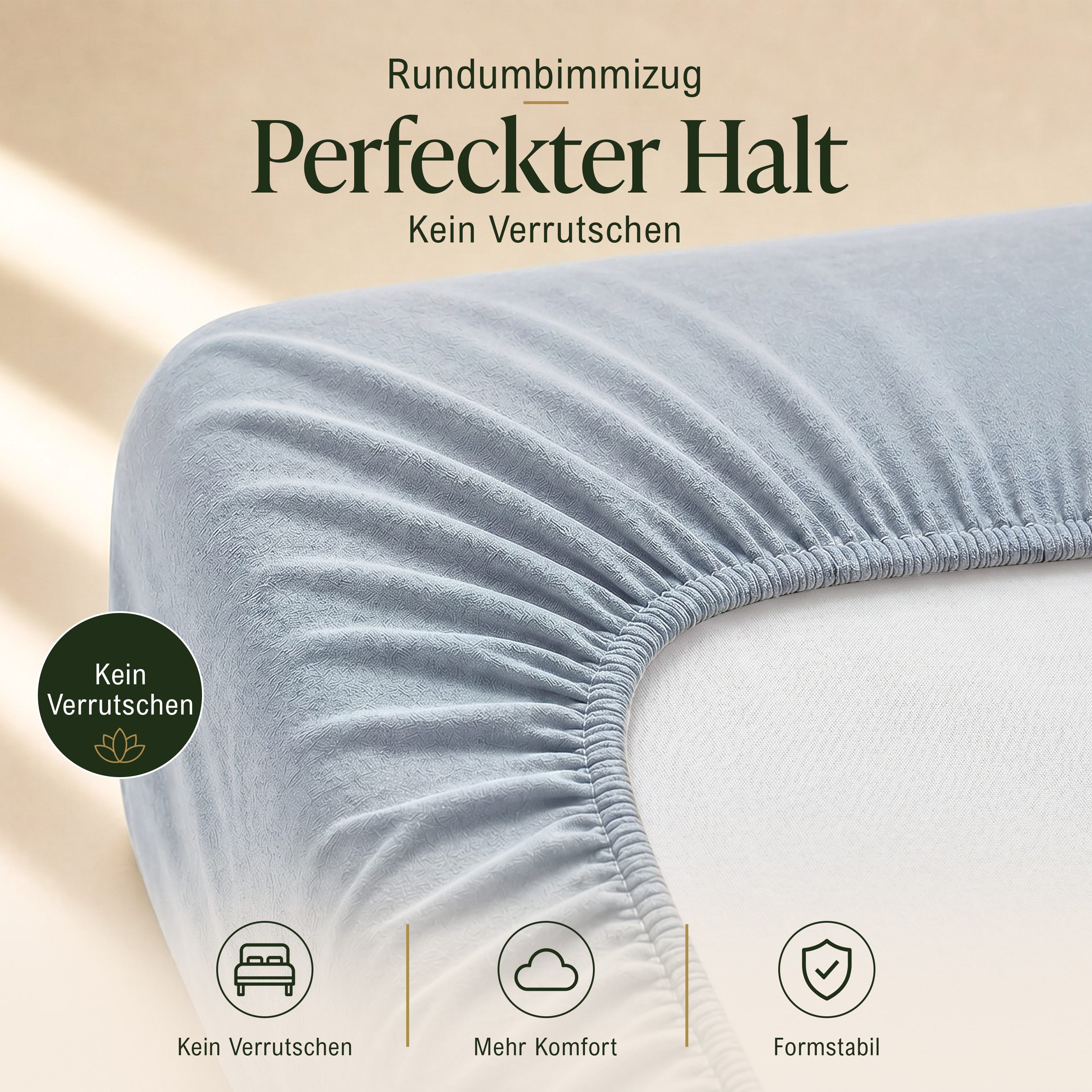Malika Spannbettlaken Baumwolle weiches Ganzjahres-Spannbetttuch, Jersey Baumwolle, Gummizug: Ja, (1 Stück), Allergikergeeignet, Pflegeleicht und Atmungsaktiv – Bild 4 von 5