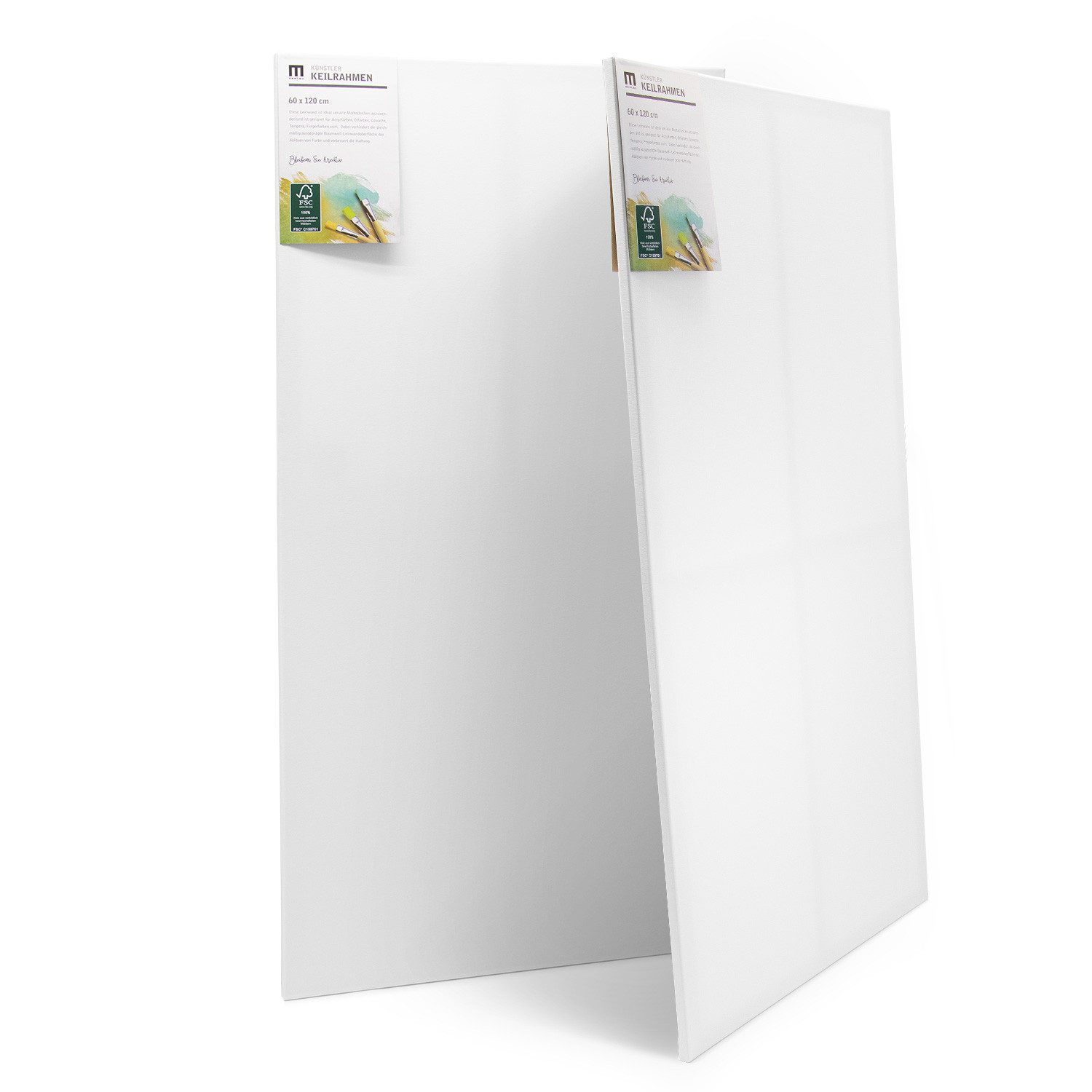 M MERCEO Leinwand, 2er-Set Leinwand 60x120cm (zum Bemalen, Baumwolle, Keilrahmen,280g/m)