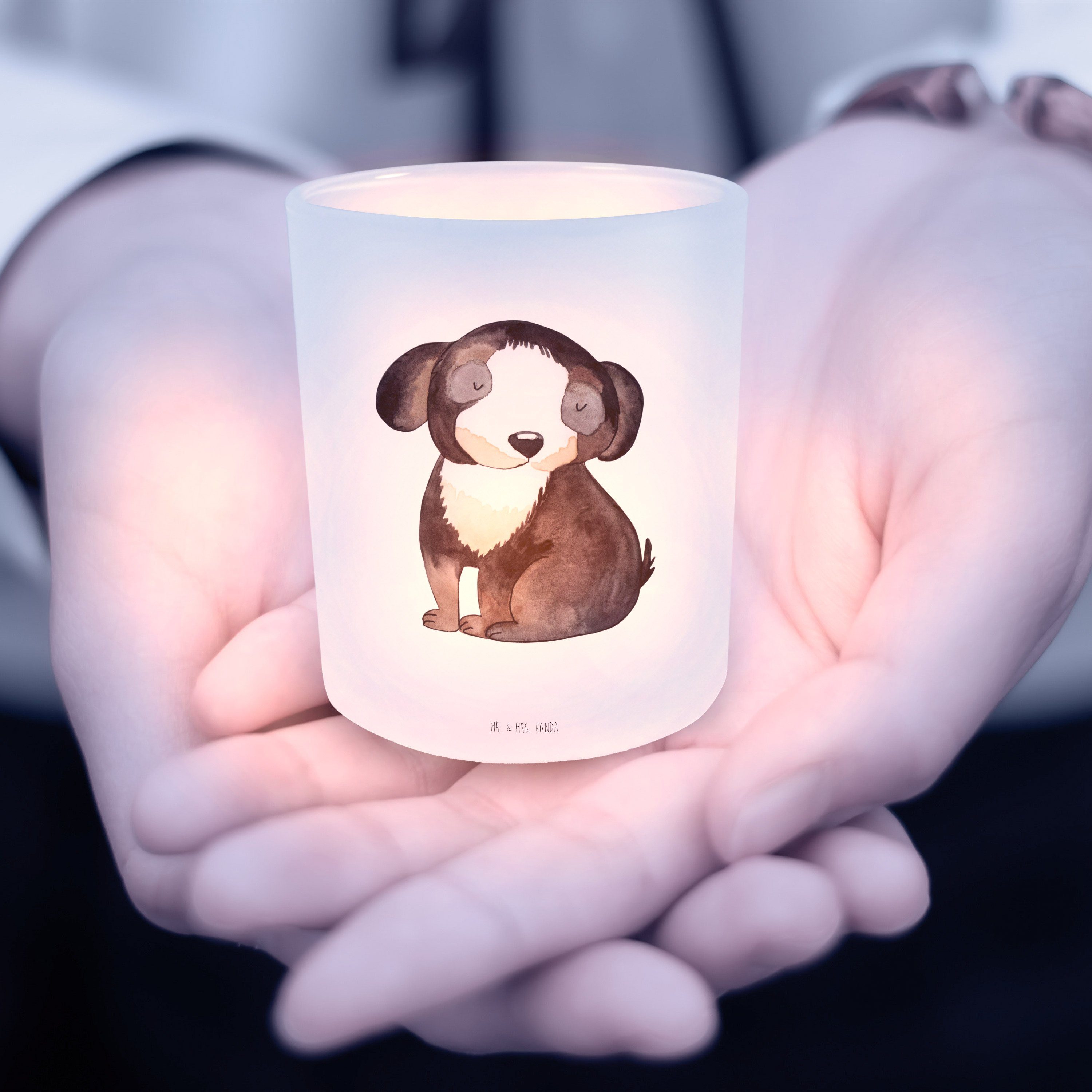 - Geschenk, Mrs. - Hund, Hunderasse, Panda schwarzer (1 Mr. St) Hund Windlicht entspannt & Transparent