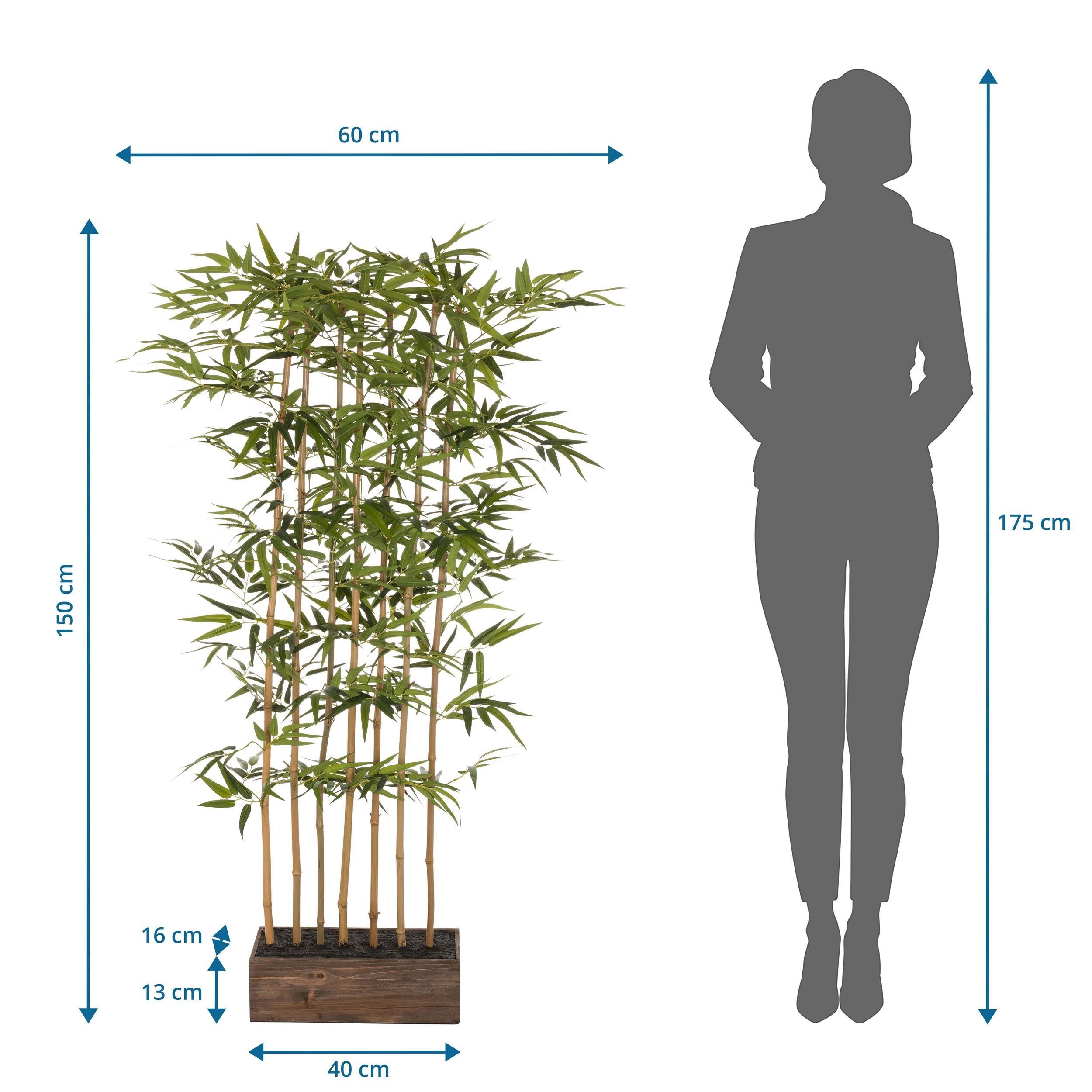 Künstliche Zimmerpflanze Deko Kunstpflanze: Wand Sichtschutz außen Bambus innen- und cm, Pflanzen, bümö, für 150 Höhe