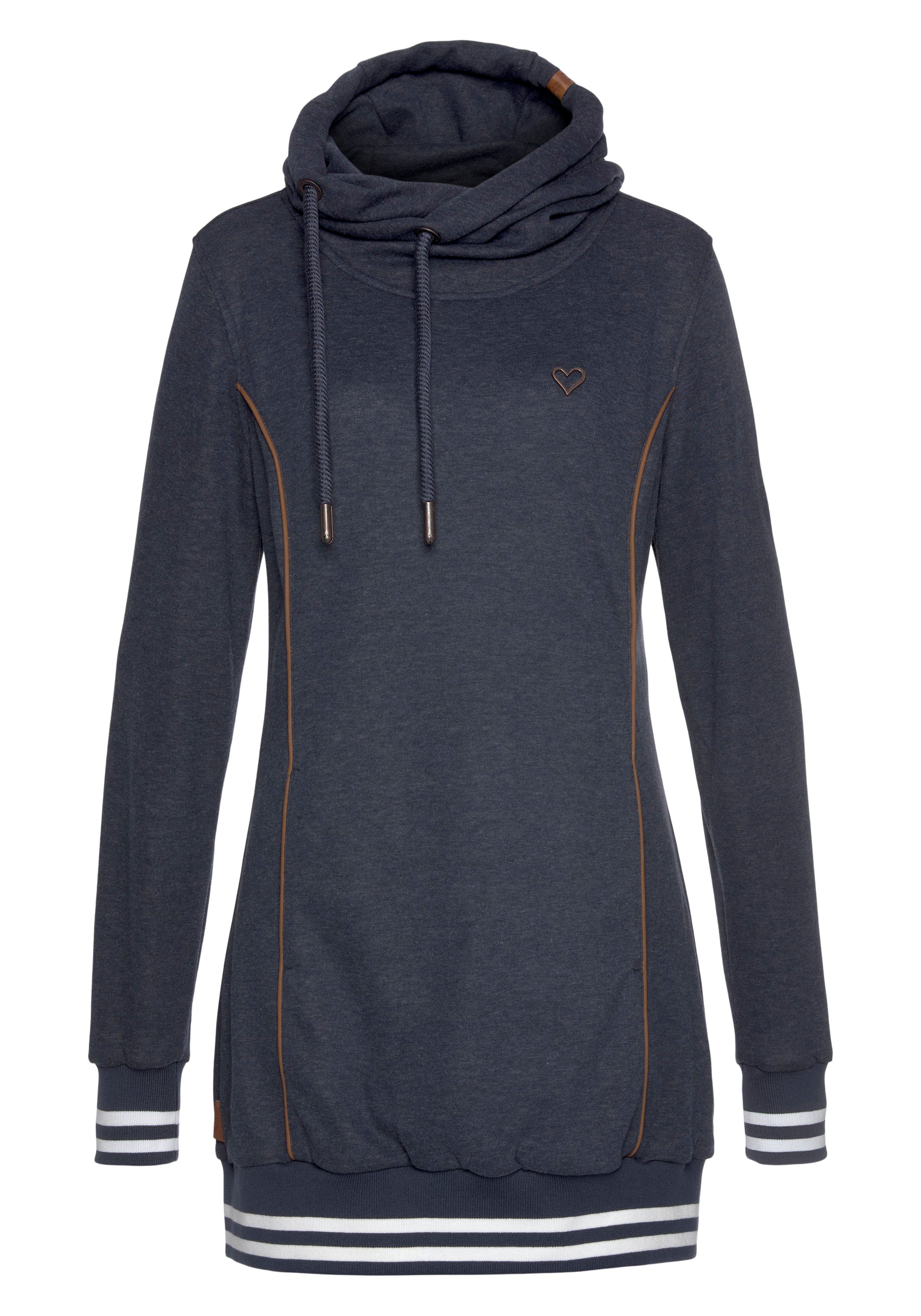 Lederoptik Kontrastbündchen JilAK Hoodie Details mit & & Sweatshirt Kickin sportiver in Alife