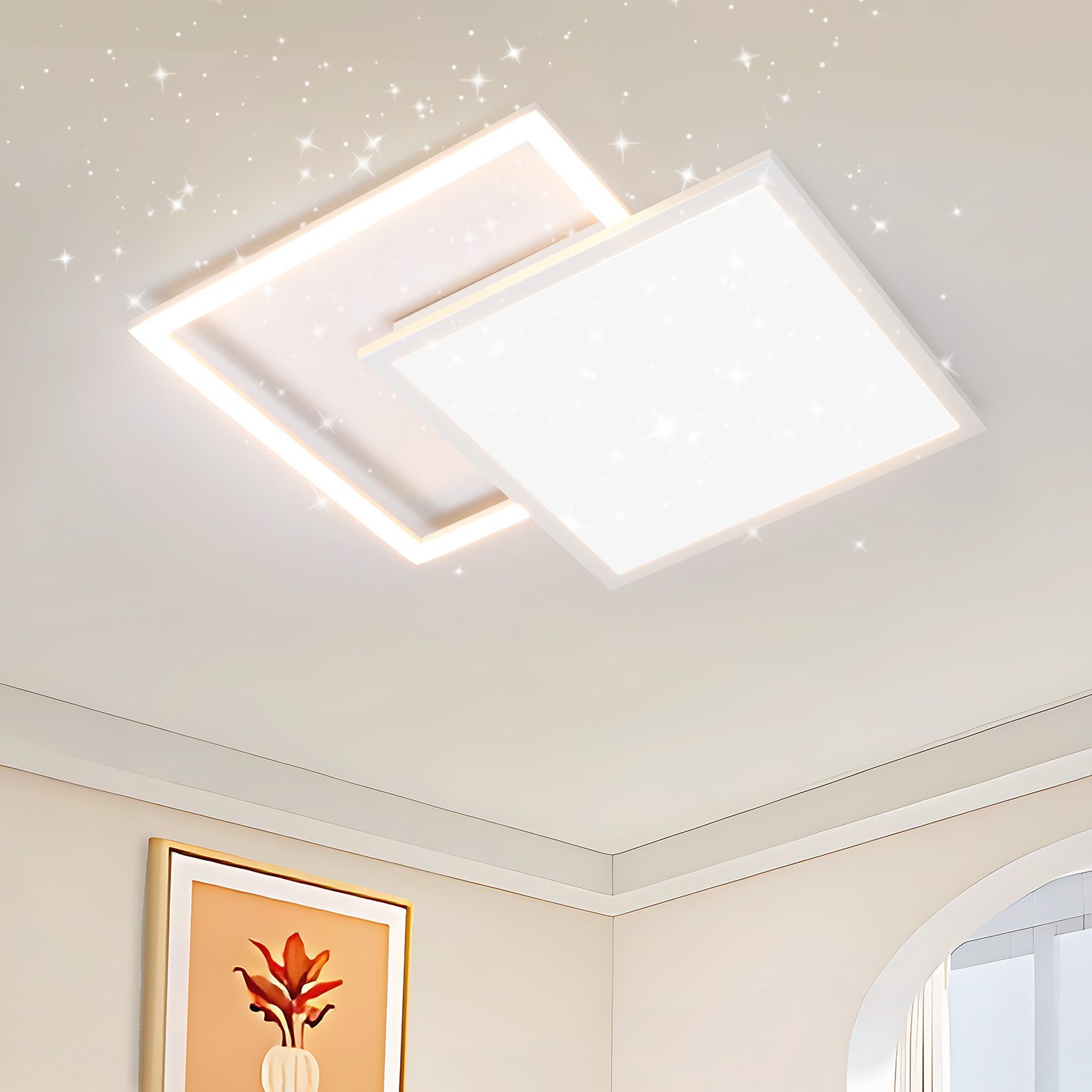 Nettlife LED Deckenleuchte Sternenhimmel Schwarz Modern 46W Deckenlampe Dec günstig online kaufen