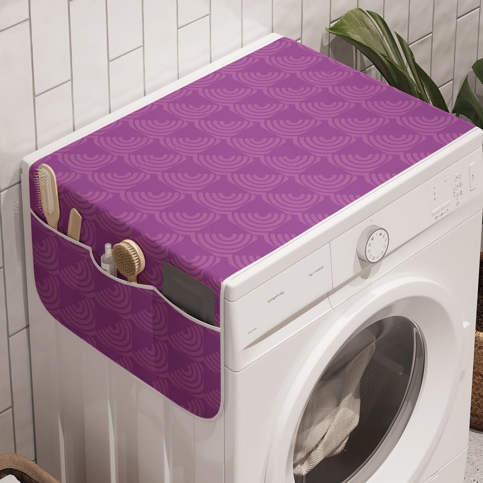Abakuhaus für Trockner, und Anti-Rutsch-Stoffabdeckung Badorganizer Formen Abstrakt Geometrische Waschmaschine Lila