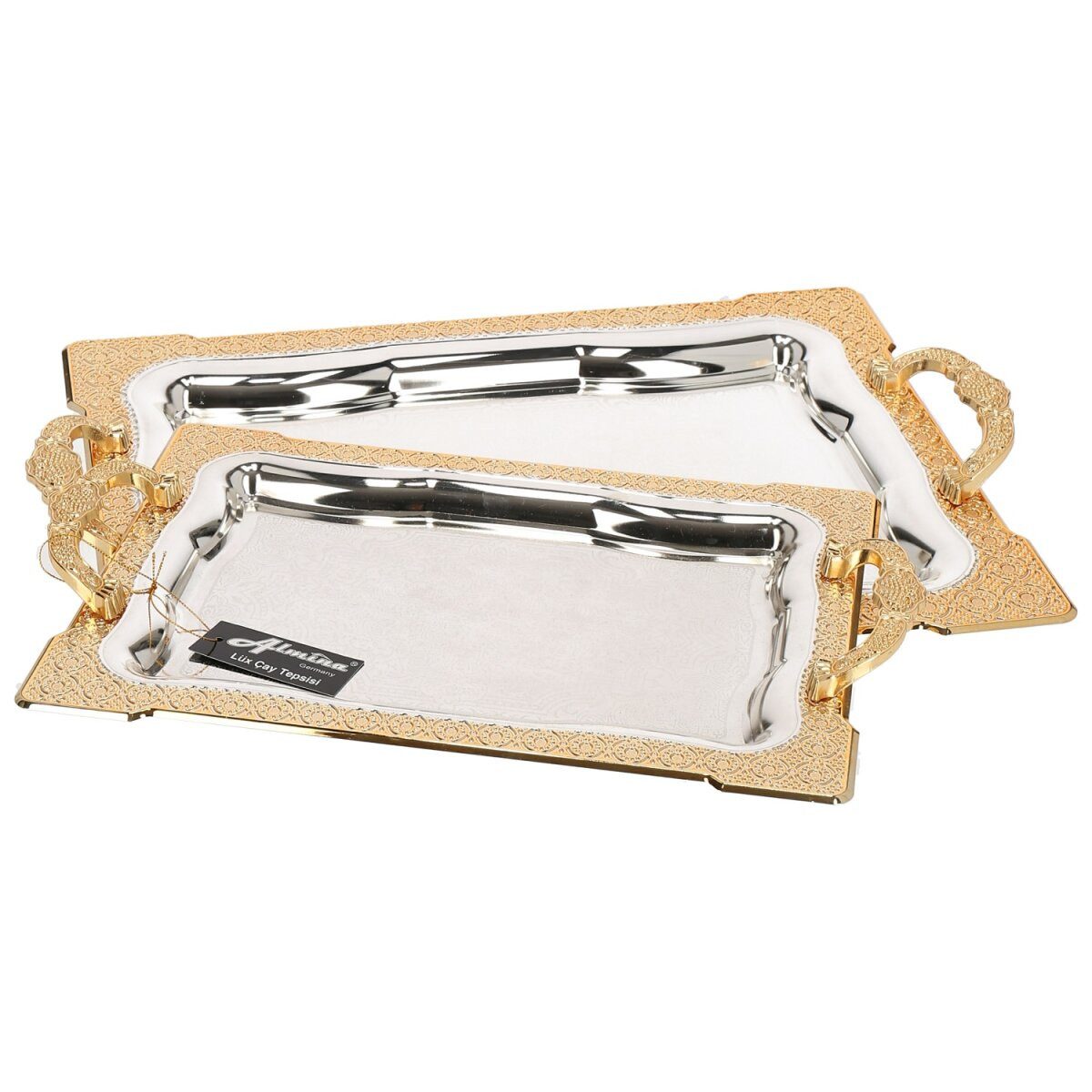 Almina Tablett 2er-Set Serviertabletts aus hochwertigem 18/10 Edelstahl