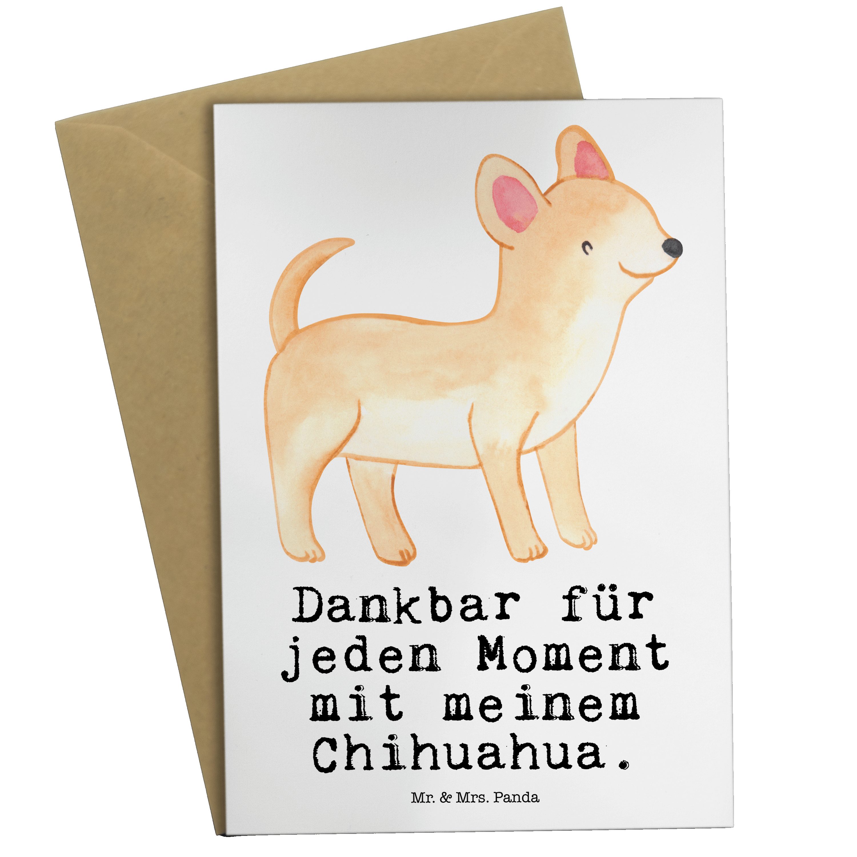 Welpe, Moment Chihuahua Geschenk, Weiß Schenken, Mrs. Panda - Hundebesitzer, Grußkarte - Mr. & G