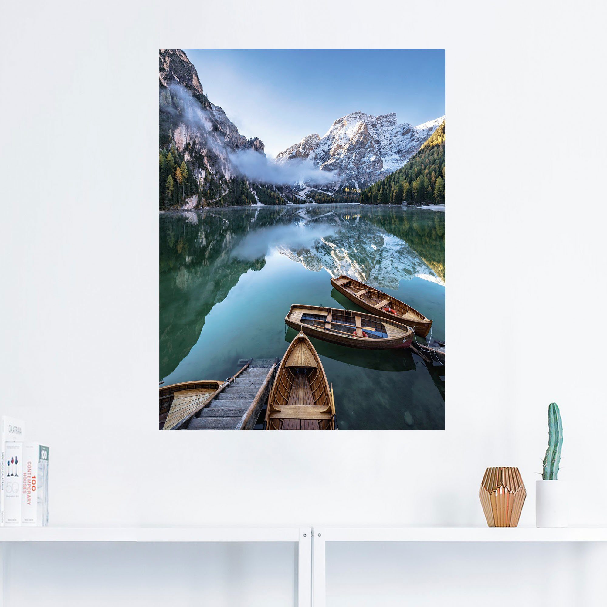 & versch. als St), Artland Bilder Poster (1 von Südtirol, in Wandaufkleber Größen Wildsee Schiffen Alubild, Booten Wandbild Leinwandbild, in oder Pragser