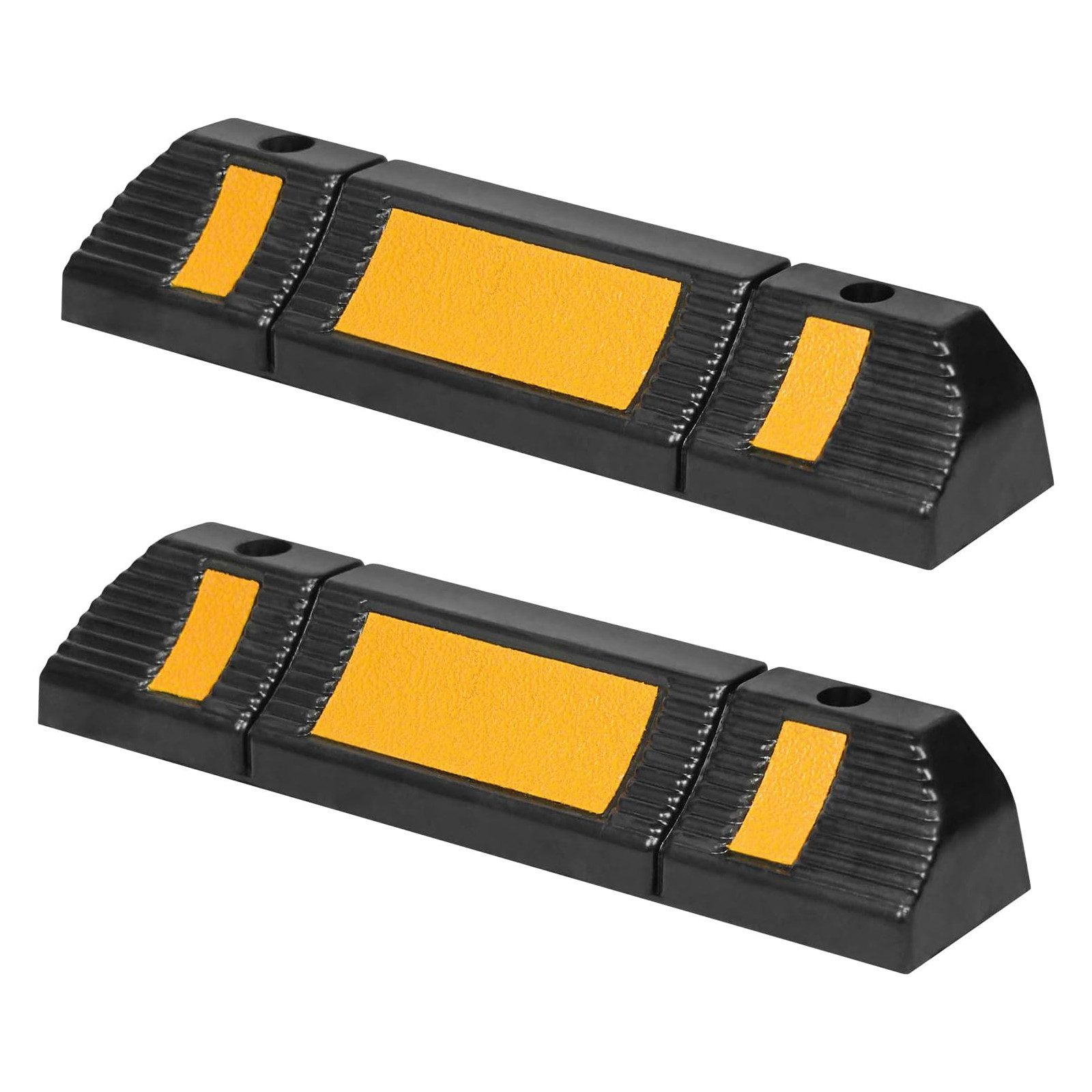 FIVMEN Absperrpfosten 2er Set Radstopper Parkplatzbegrenzung Anfahrschutz, Gelb Reflektierende Streifen für Parkplätze und Garagen