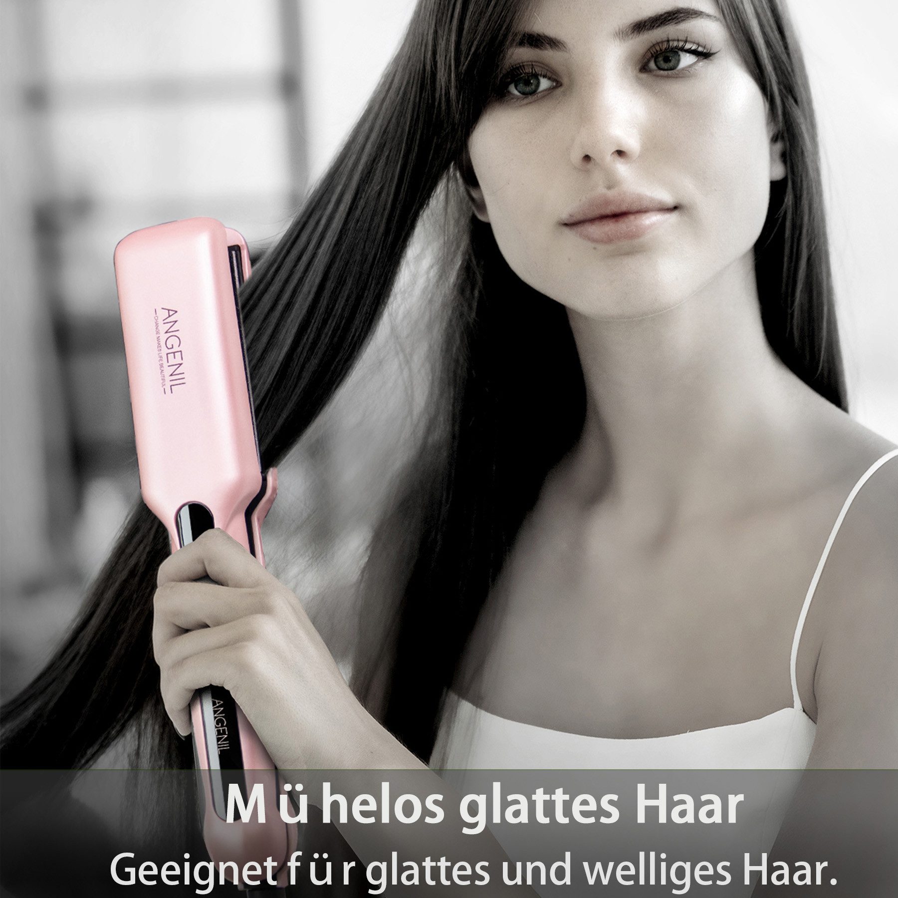 ANGENIL Glätteisen für Locken und Glätten, Haarglätter und Lockenstab 2 in 1, Haar Glätteisen Keramik Ionen Technologie, Glatteisen 1.6" Breite Platten, Hair Ir – Bild 4 von 5