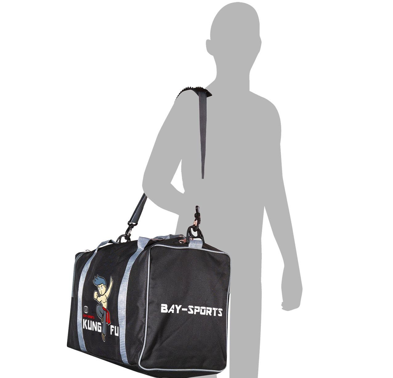 Sporttasche 50 cm Fu BAY-Sports Sporttasche Kinder schwarz/grau Kung für