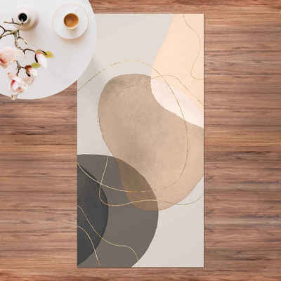 Läufer Teppich Vinyl Flur Küche Muster funktional lang modern, Bilderdepot24, Läufer - beige glatt