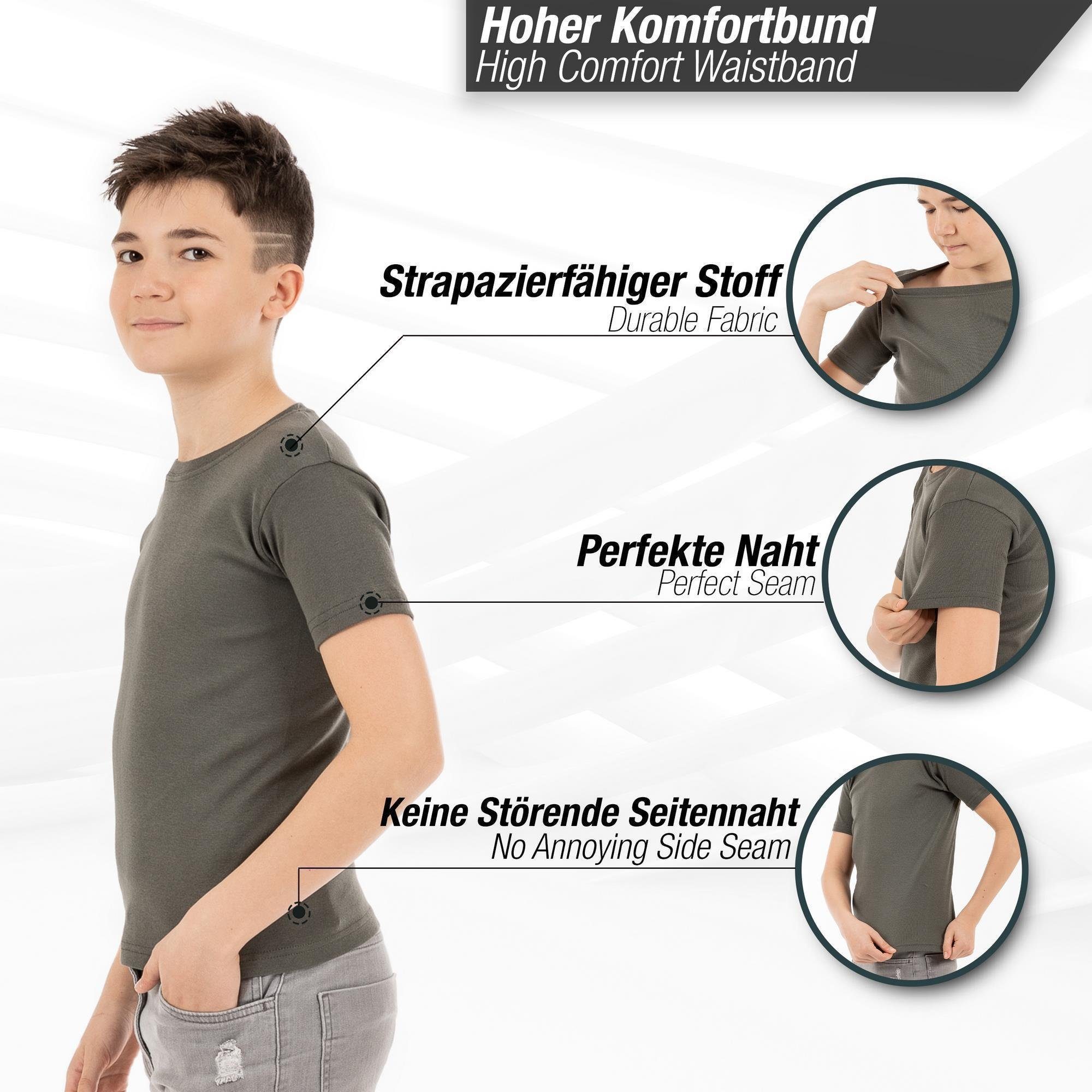 Unterhemd (Spar-Packung, 100% Kurzarm Unterhemd Mix LOREZA T-Shirt - 5-St) Shirt Jungen Baumwolle 5 Mädchen &