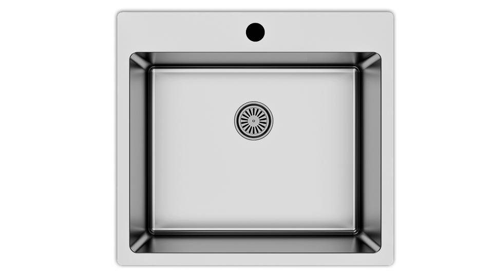 Faizee Möbel Edelstahlspüle Edelstahlspüle 50,5x55+Armatur Küchenspüle eckig Edelstahl, eckig