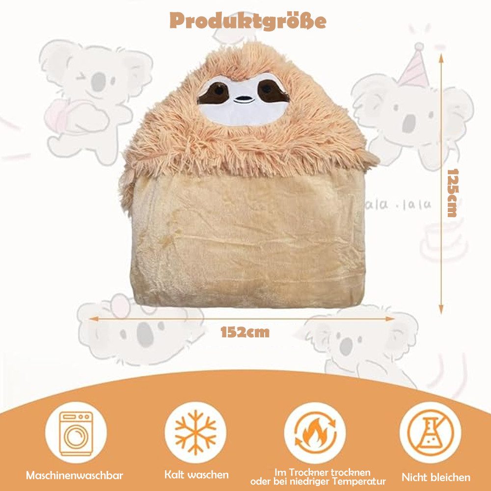 Wohndecke Kuscheldecke mit Ärmeln Faultier Decke mit Kapuze Tragbar Flausch günstig online kaufen