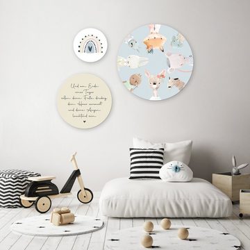artissimo Mehrteilige Bilder mehrteiliges Bilder-Set 3 Wandbilder rund Wandkreise Kinder Baby, Kinderbilder: Babyzimmer Tiere