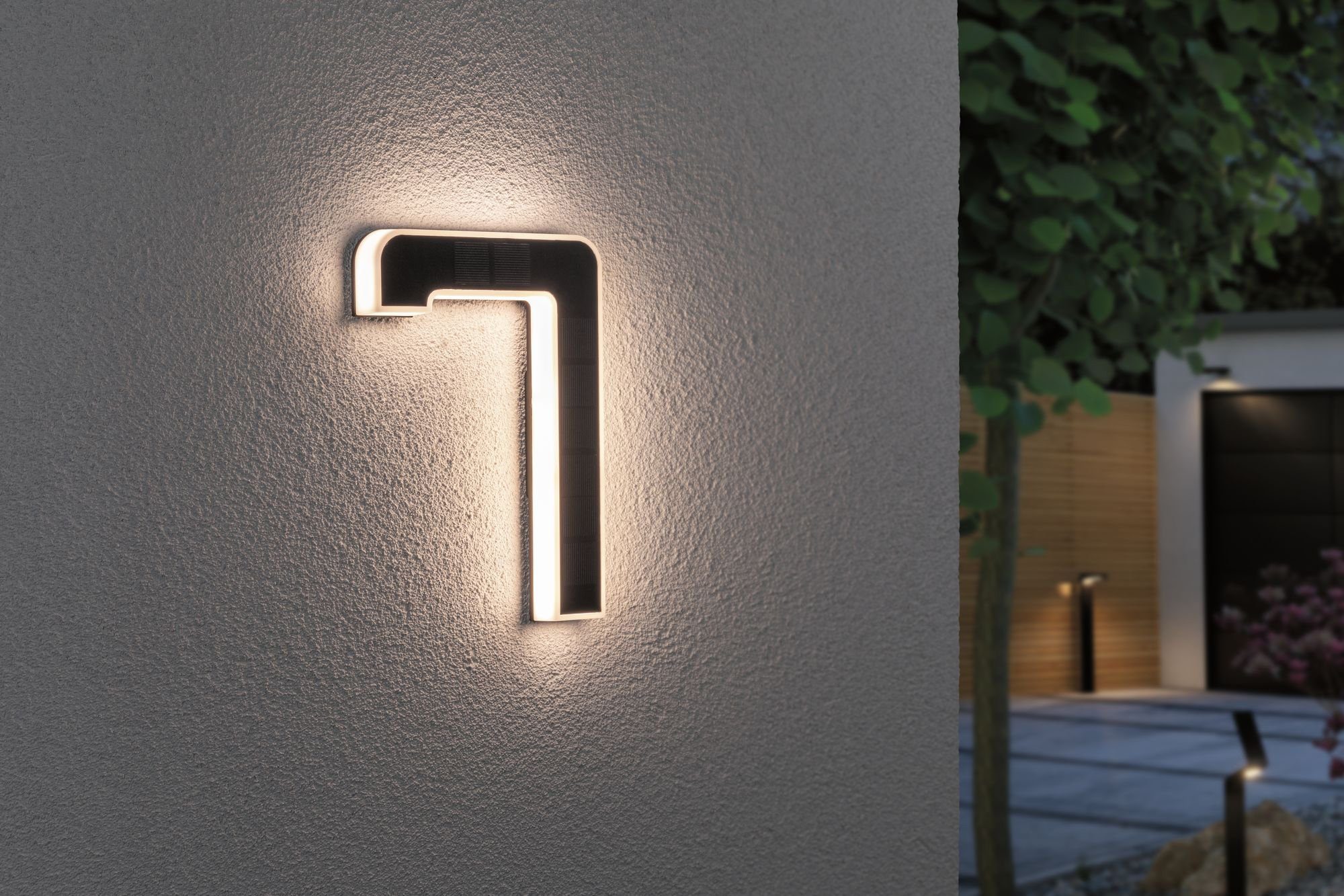Paulmann LED Außen-Wandleuchte Solar Hausnummer, LED fest integriert, Warmweiß, LED-Modul, Hausnummern, Buchstaben wählbar, Akku wechselbar – Bild 3 von 5