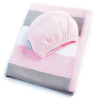 Babydecke Kuscheldecke 90x70 cm aus 100% BIO Baumwolle, SEI Design, inkl. Mütze + Geschenkverpackung