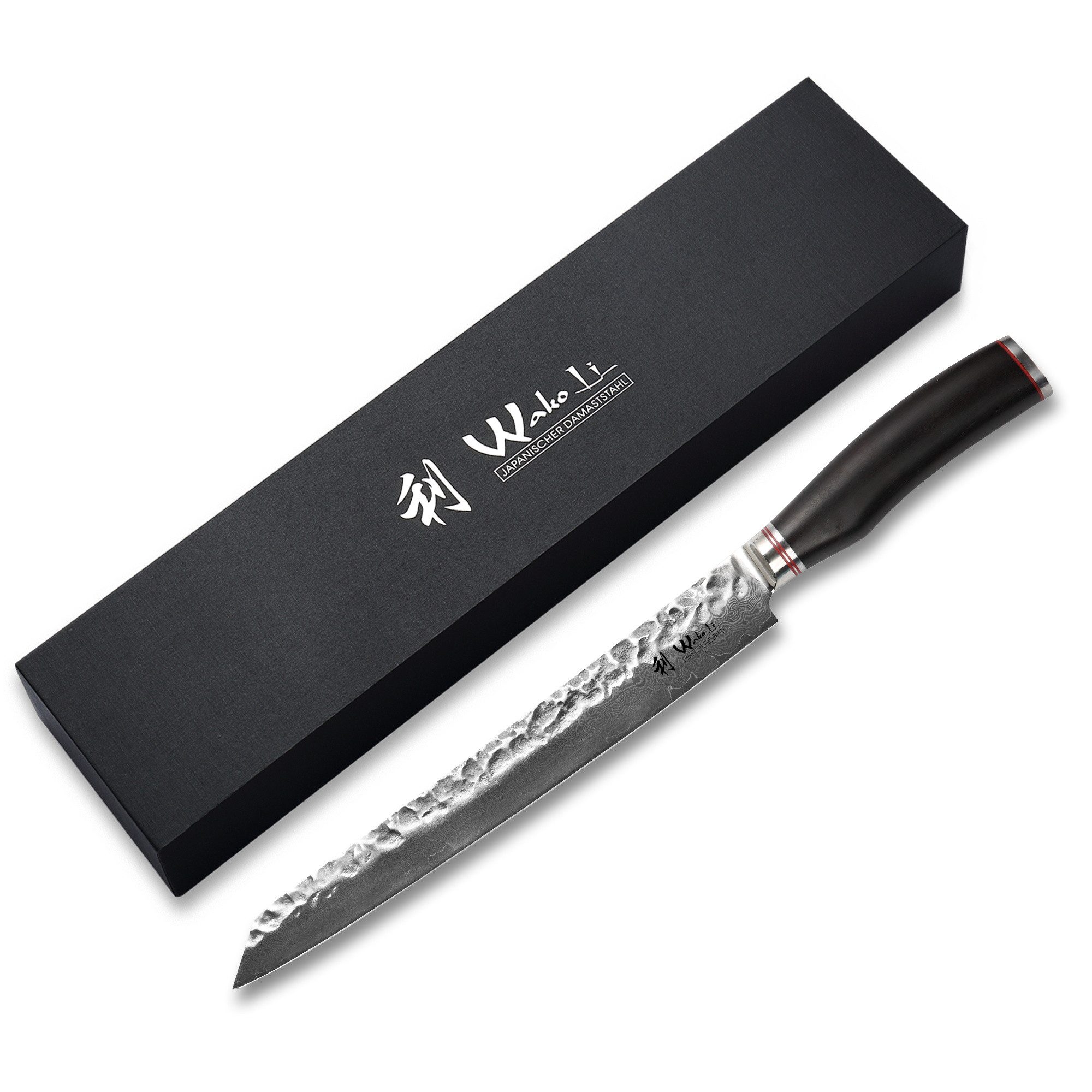 Wakoli Asiamesser EBO Damastmesser Kiritsuke Küchenmesser Kochmesser 27,5 cm Klinge, aus 67 Lagen Damaststahl, VG10 Kern