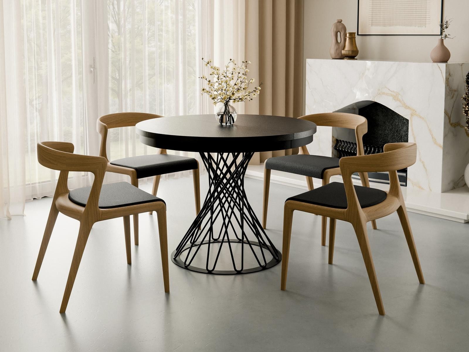 Compleo Esstisch Küchentisch, Runder Esszimmertisch 100-140, Metallbeine LU günstig online kaufen