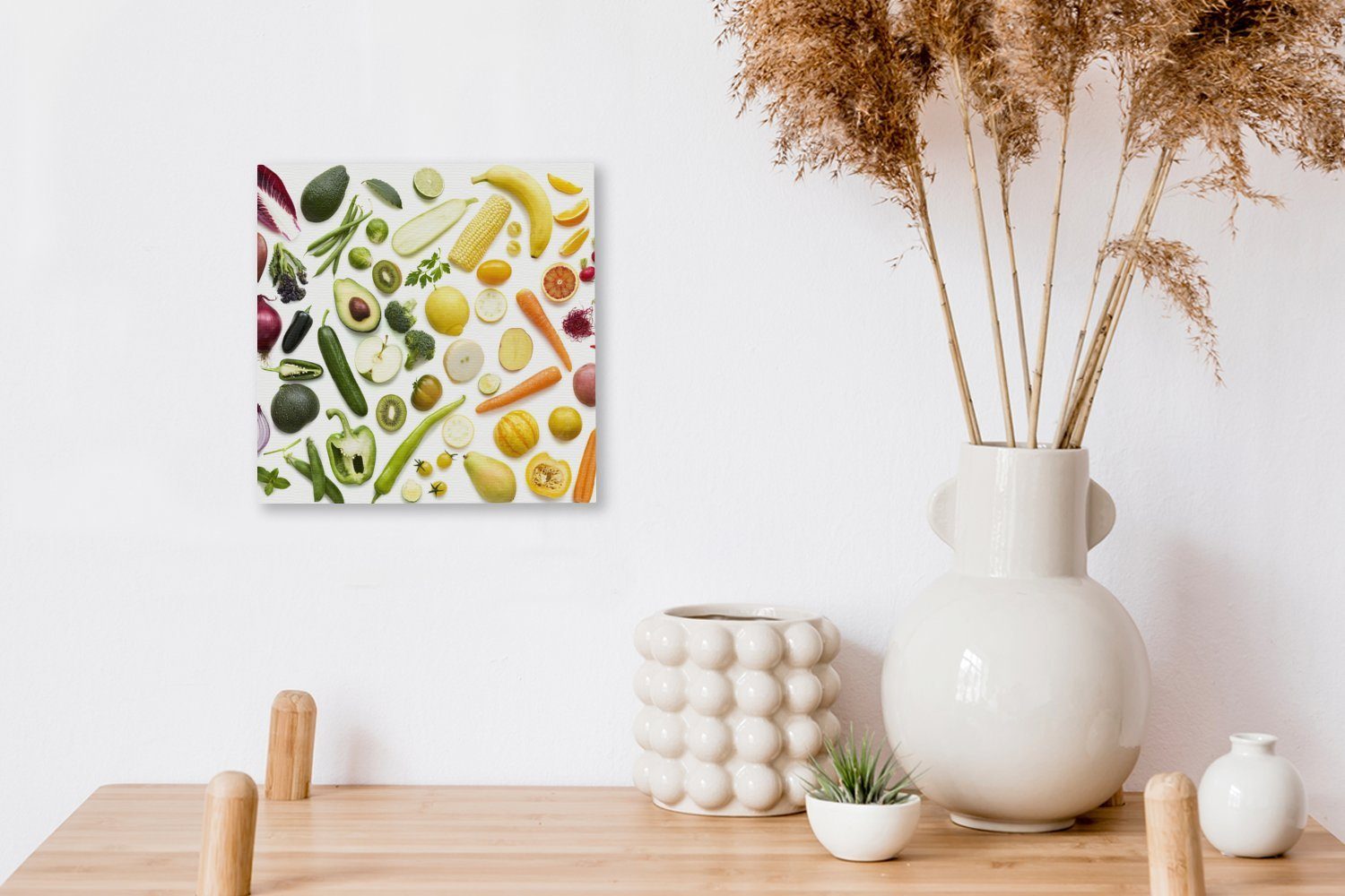 Leinwandbild Regenbogen, Obst Bilder (1 St), Gemüse Schlafzimmer für - - Wohnzimmer OneMillionCanvasses® Leinwand