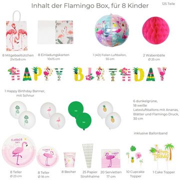 little Birthday Papierdekoration little Birthday - Flamingo Mottobox für Kindergeburtstag, für 8 Kinder, 125 Teile aus einem Set