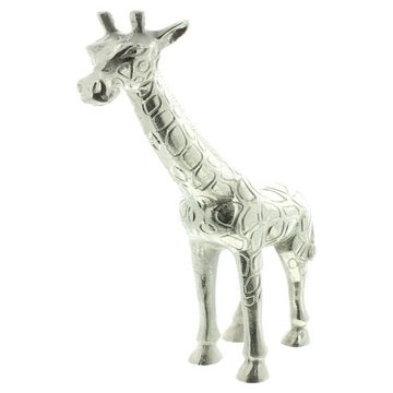 Home-trends24.de Dekofigur Giraffe Deko Figur Silber Antik Glänzend Skulptur Objekt Höhe 40 cm