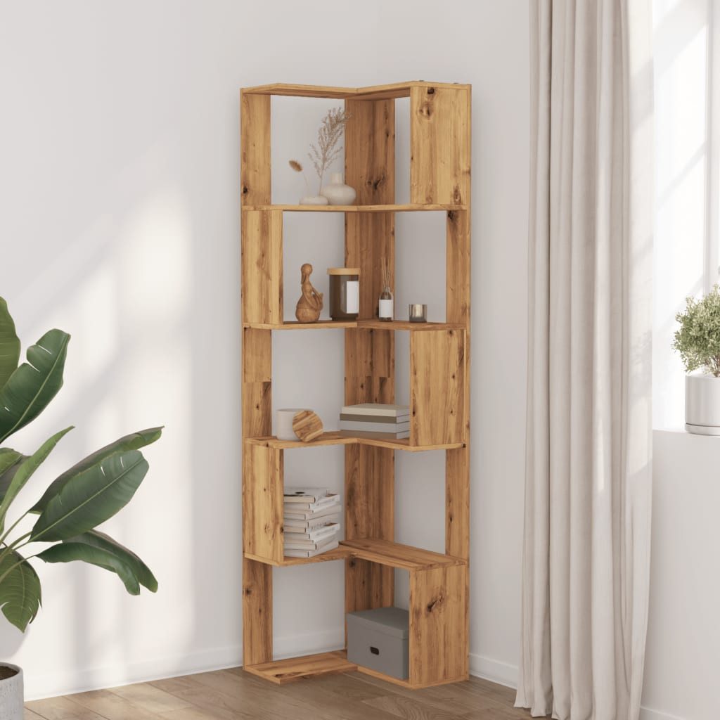 vidaXL Bücherregal Eck-Bücherregal 5 Böden Artisan-Eiche günstig online kaufen