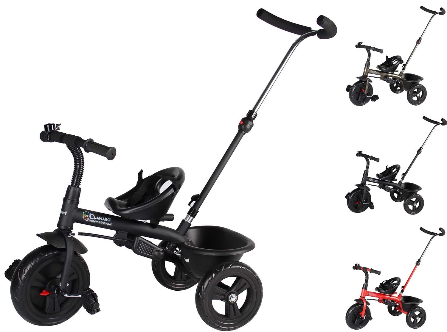 Clamaro Dreirad Kinder Dreirad 2in1 ab 1 Jahr Schwarz Matt Clamaro 'Buttler Basic'