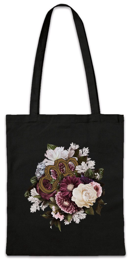 Beuteltasche Brass Knuckles And Flowers Stofftasche Tattoo Oldschool Newschool