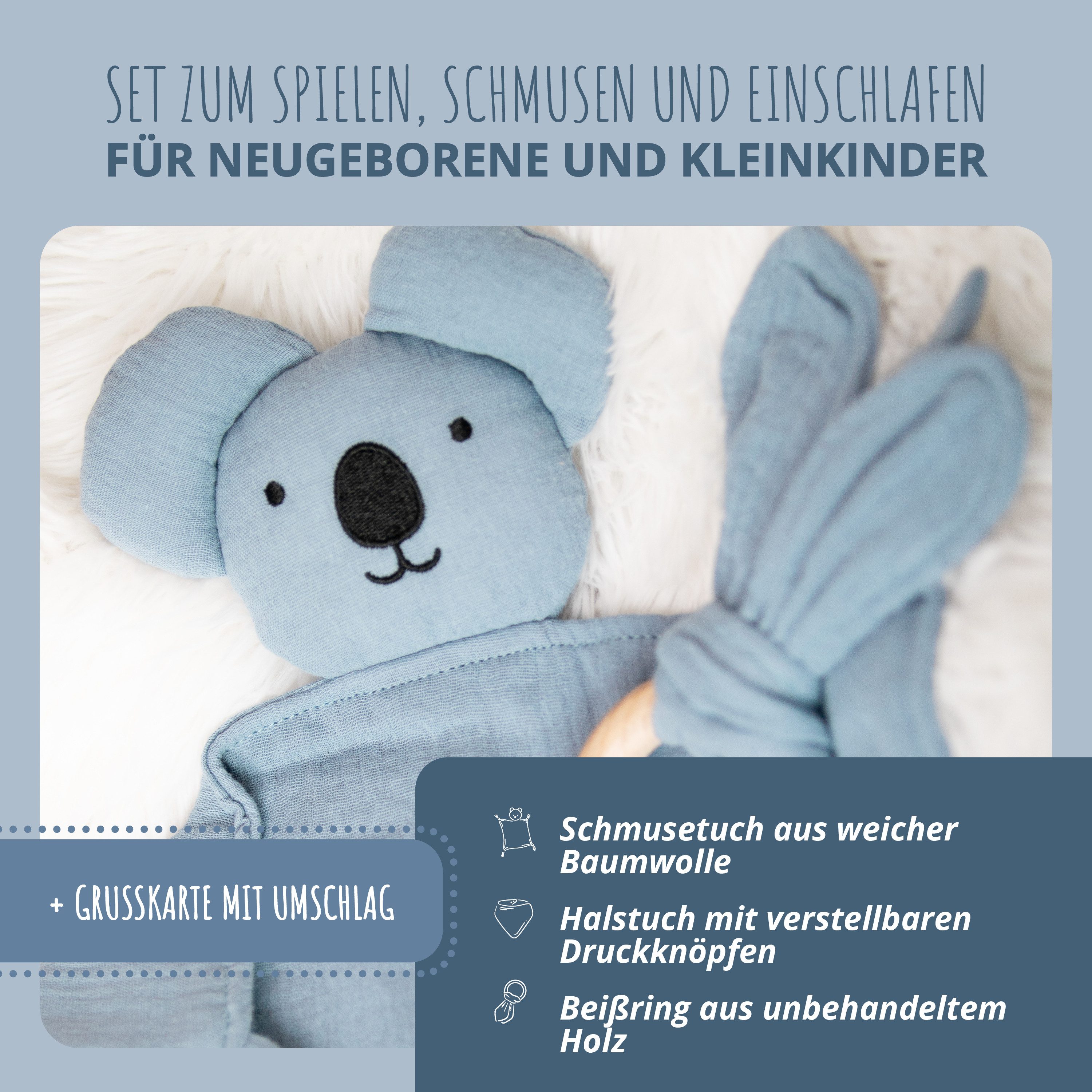 Amari Schmusetuch AMARI ® Schmusetuch mit Beißring und Lätzchen